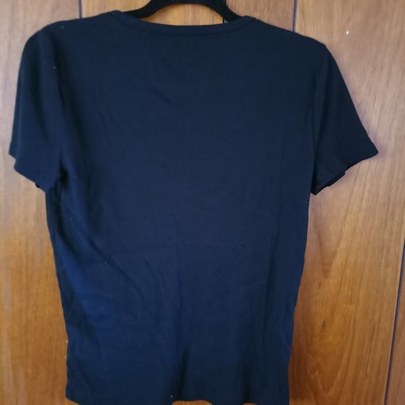 Gap Black Women's V-Neck Button Top - Short Sleeve - Size S Chic Elegance - Picture 5 of 6